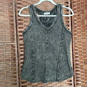 Zenana Outfitters Vintage Washed V Neck Tank Grunge Thrashed Cobain Skate Size S